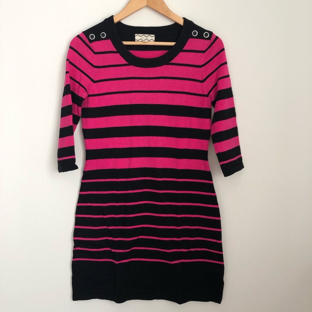 Striped Sweater Dress w/ button embellishment sz M